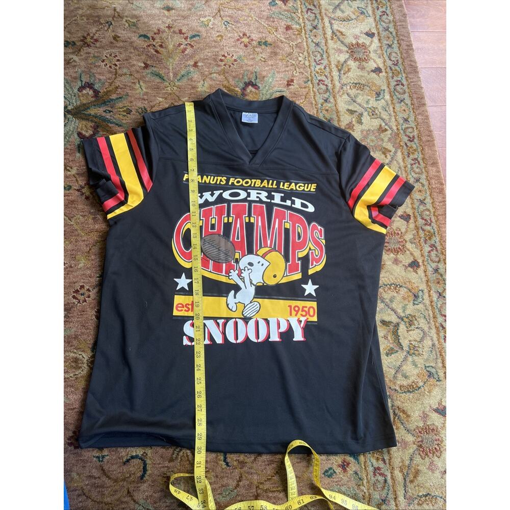 Peanuts Snoopy size XL Football League World Champs Short Black Sleeve Jersey - Picture 5 of 6